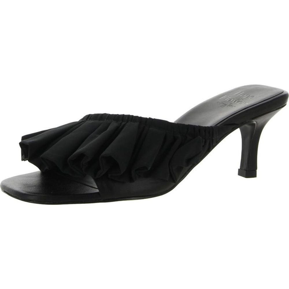 Naturalizer Womens Sunflower Black Leather Slip On Open Toe Heels Shoes NWT 8W